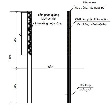Tiêu phản quang-dẫn hướng dùng trong lắp đặt mặt đất/mặt đất (kèm ống luồn)
